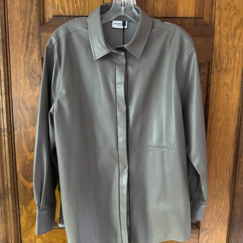 Gray Pleather Button Up